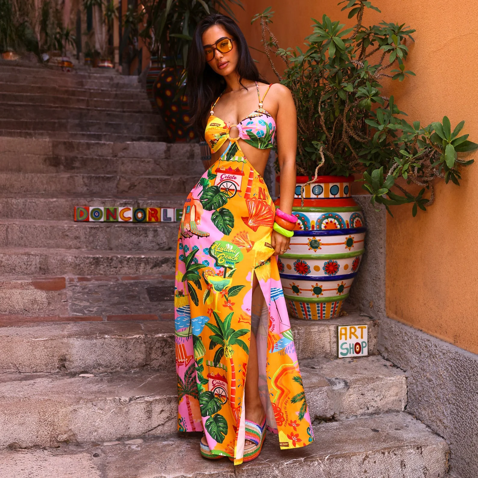 Beaded Cut Out Maxi Dress - Sunlit Spritz - Image 4