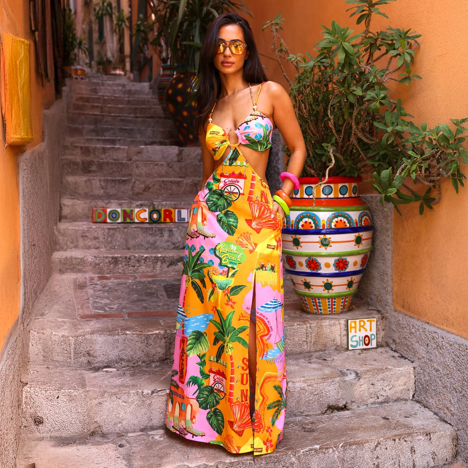 Beaded Cut Out Maxi Dress - Sunlit Spritz - Image 7