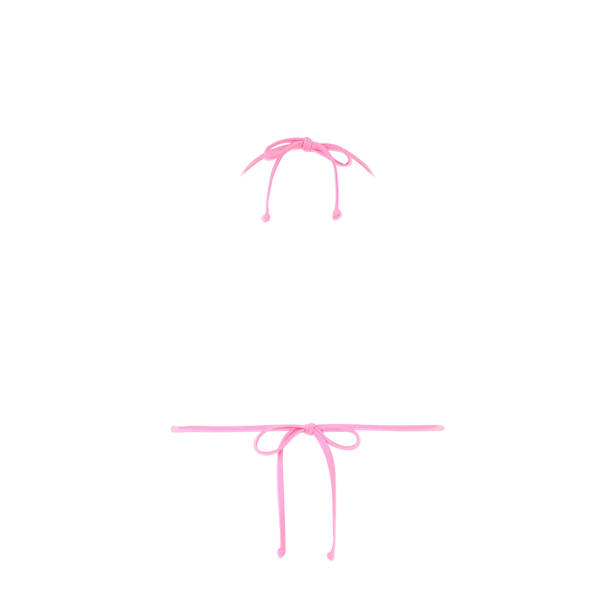 Bind Tie Halter Bikini Top - Taffy Pink Ribbed - Image 13