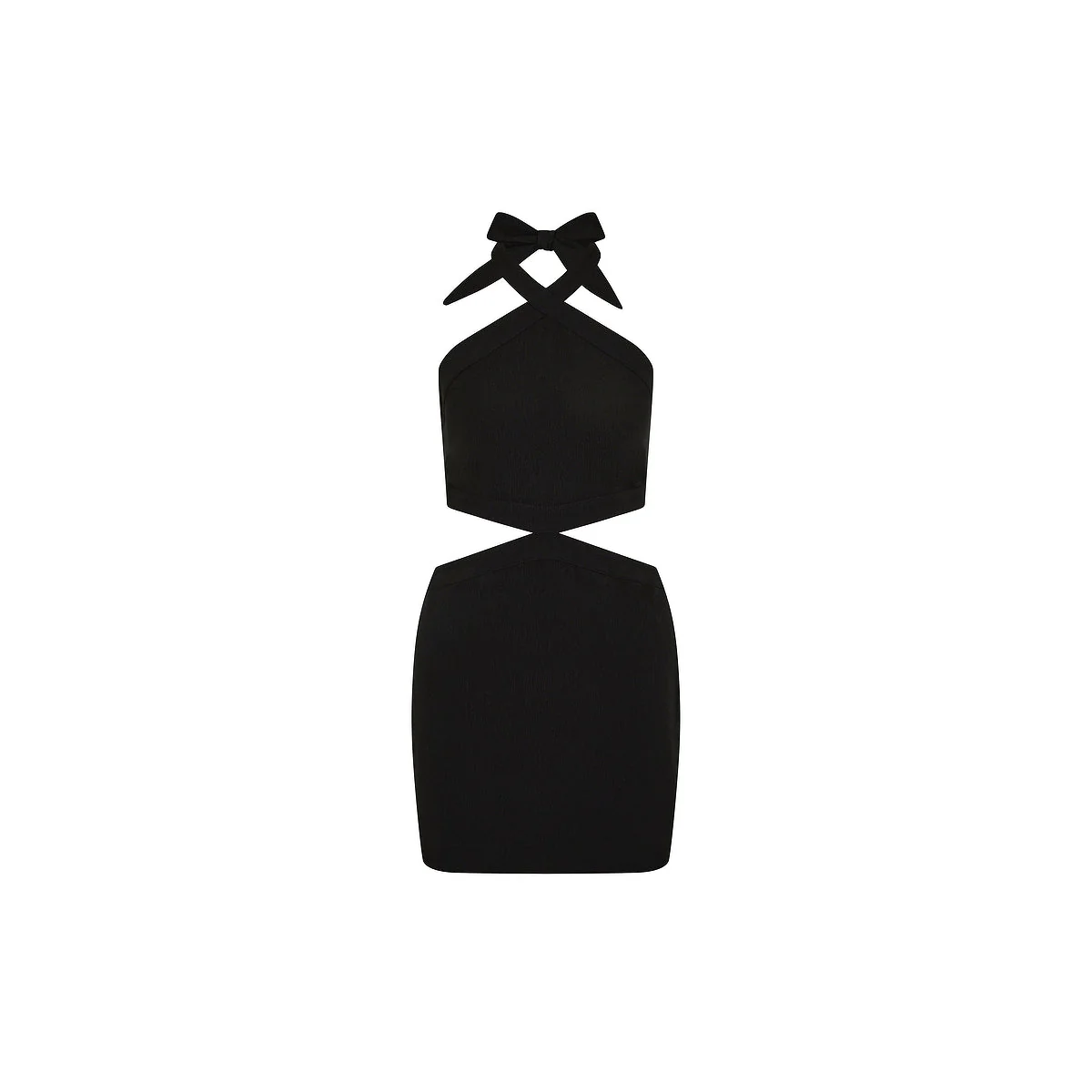 Cut Out Halter Neck Mini Dress - Twilight Black