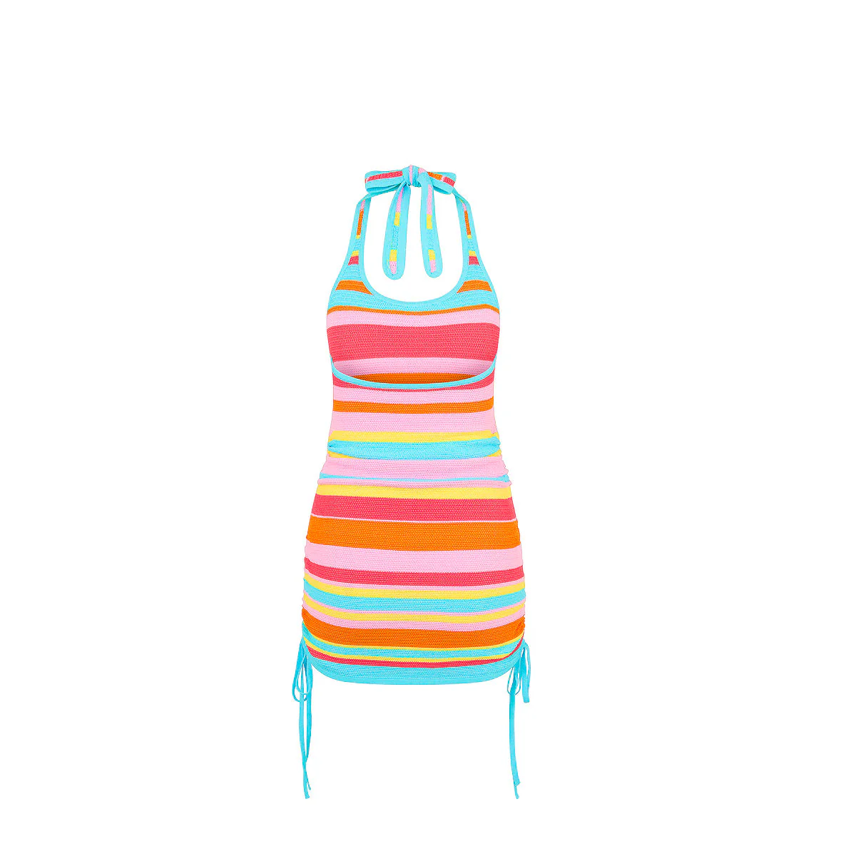 Drawstring Halter Knit Dress - Sunset Strip - Image 8