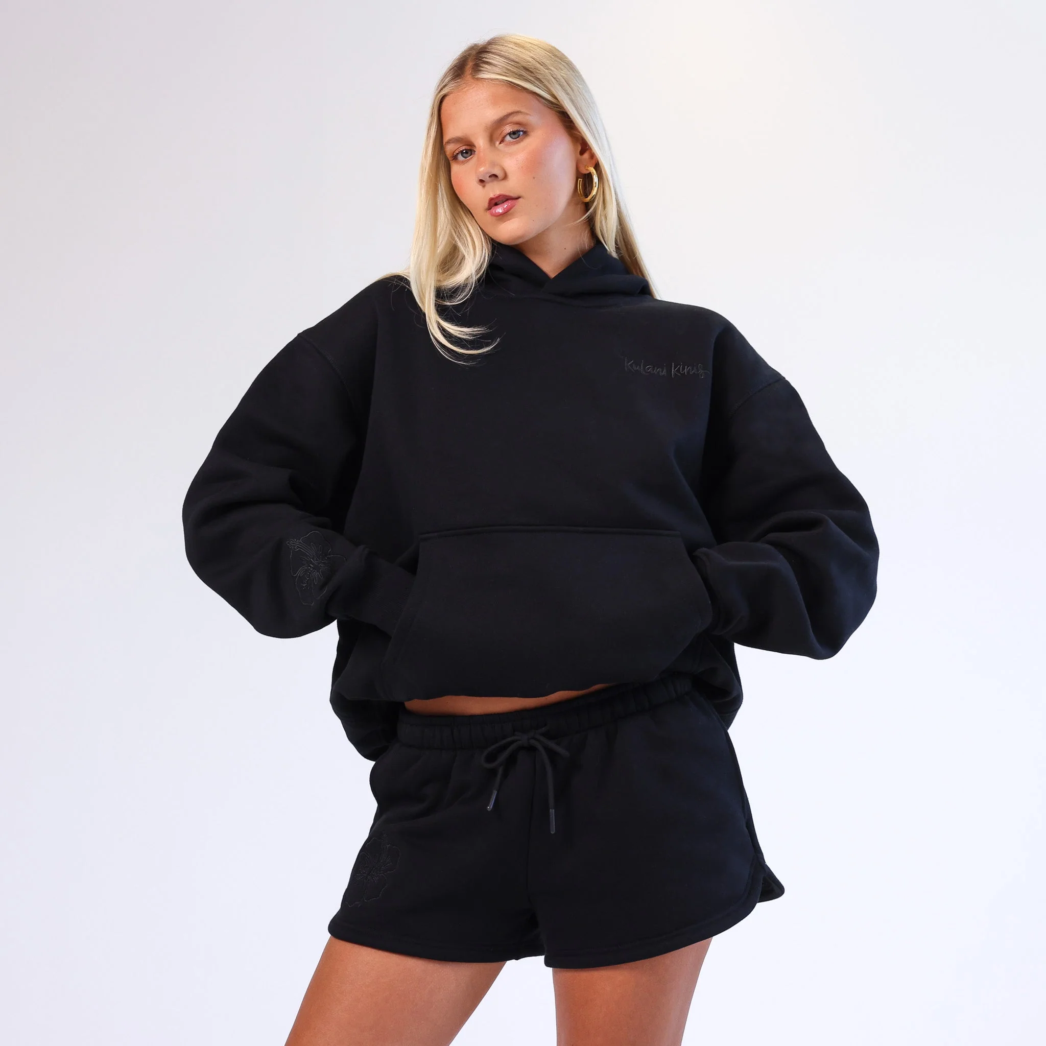Embroidered Track Shorts - Twilight Black - Image 3