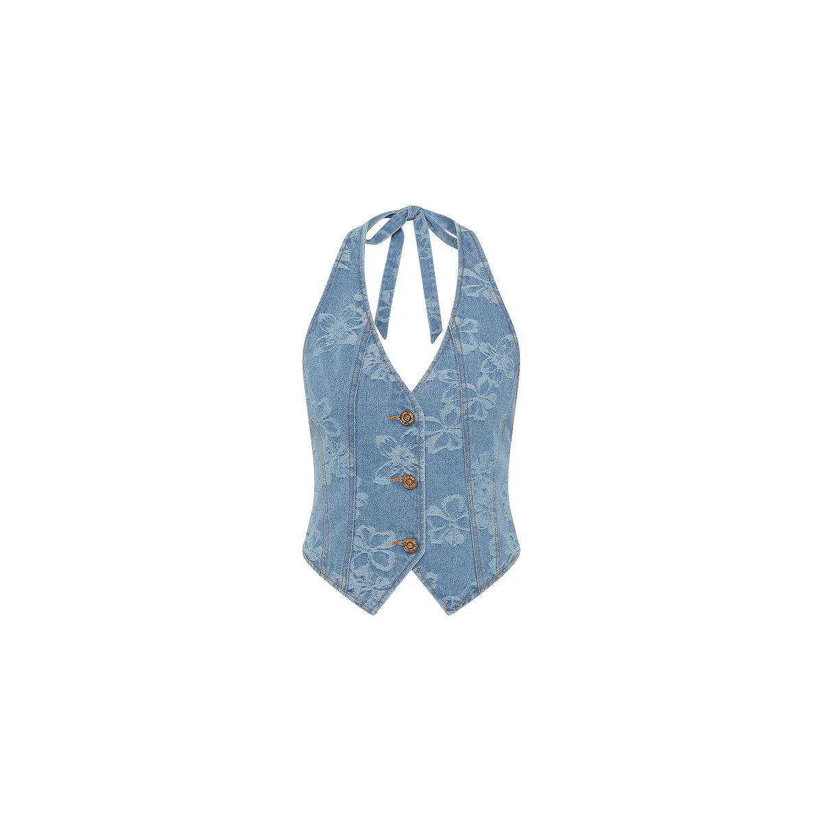 Halter Open Back Vest - Dixie Denim