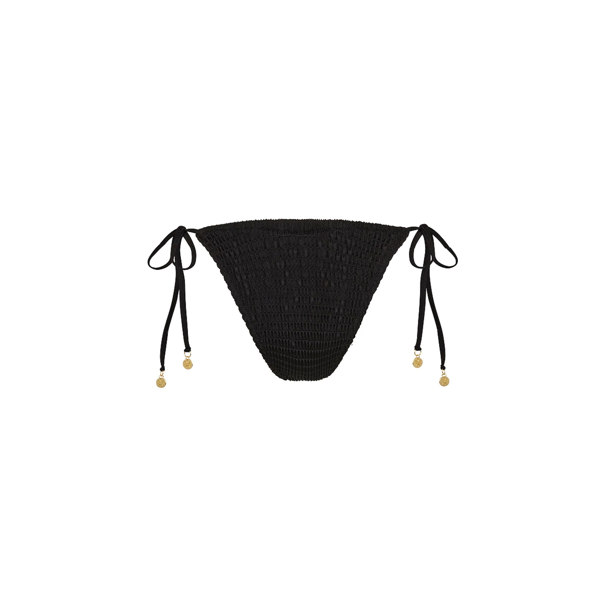 Shirred Dipped Cheeky Tie Bikini Bottom - Twilight Black - Image 10